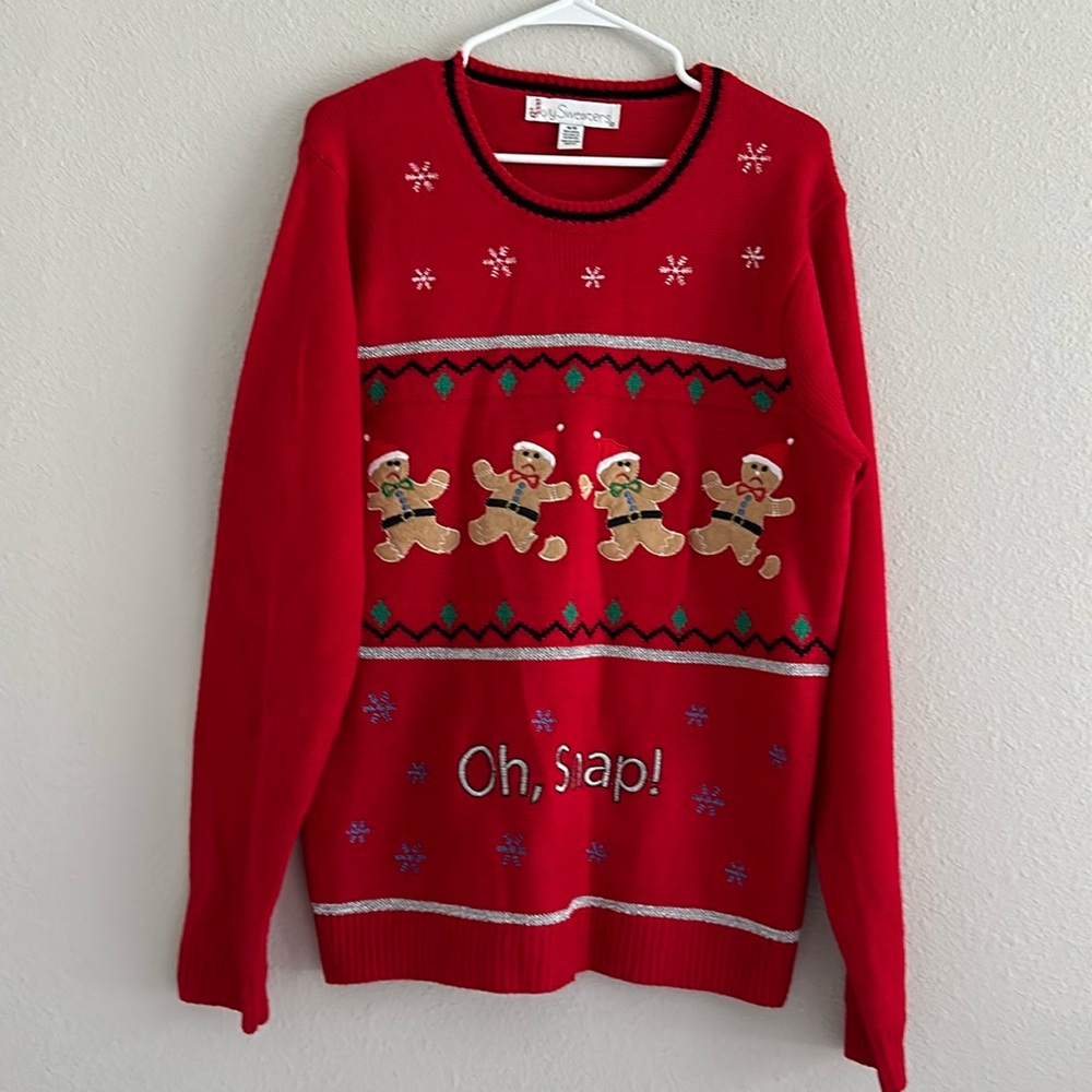 Jolly sweater oh snap gingerbread man size medium
